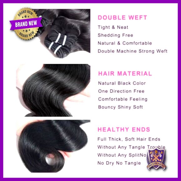 Body Wave Human Hair Extensions 18-24 Inch Brazilian Virgin Hair 4 Bundles main image 3